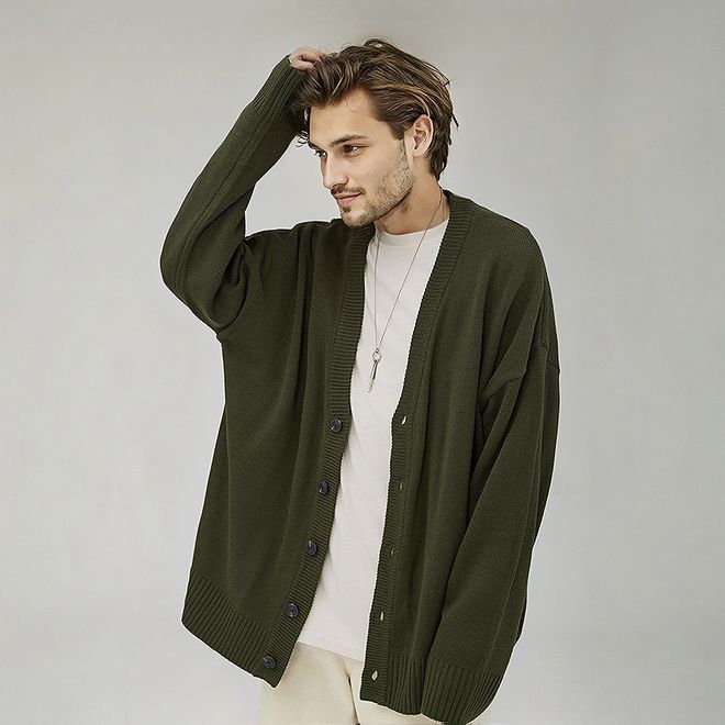 mens cardigan, knitted cardigan, v neck cardigan, loose fit cardigan