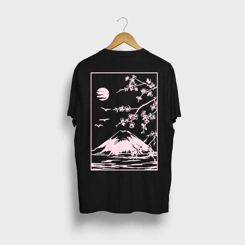 t shirt, cotton t shirt, loose t shirt, mount fuji t shirt