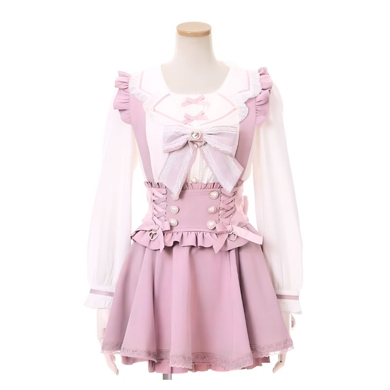 Pink_Japanese Kawaii Suspender Skirt