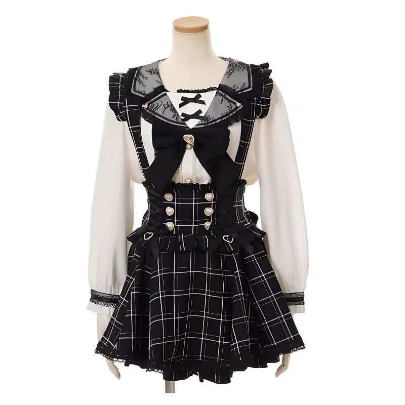 Plaid_Japanese Kawaii Suspender Skirt