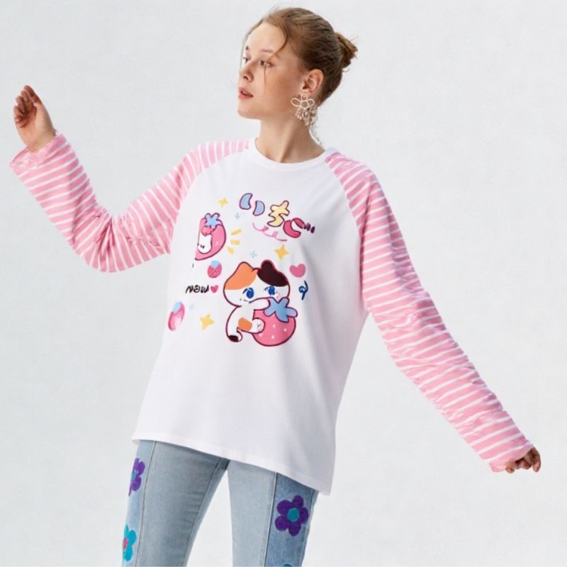 Main_Kawaii Striped Long-Sleeve Shirt