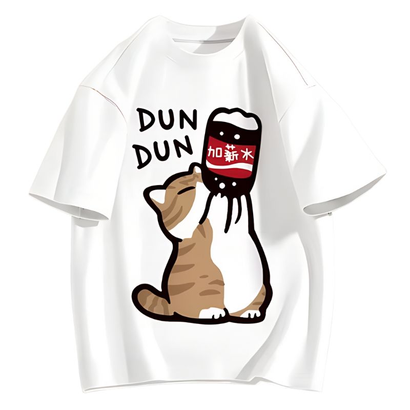 oversized t shirt, cat print t shirt